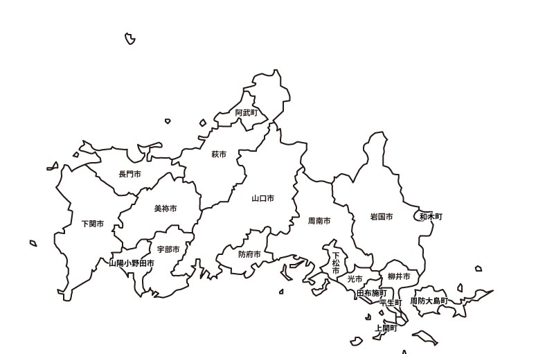 山口県　白地図
